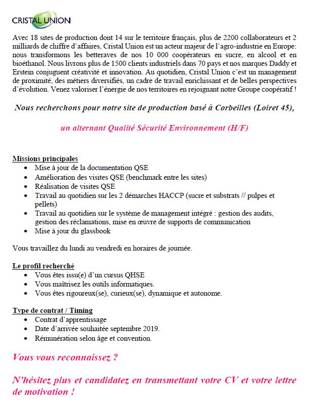 Lettre De Motivation Alternance Qualité Sécurité Environnement